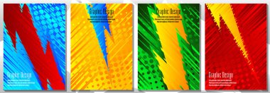 Gök gürültülü yarım ton tasarım şablonları. Kitapların, broşürlerin, defterlerin, raporların, dergilerin kapakları için geometrik tasarım seti. Vektör illüstrasyonu.