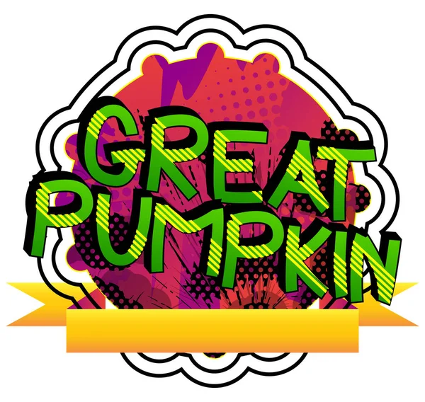 Great Pumpkin Comic Gaya Kata Kata Kartun Buku Pada Abstrak - Stok Vektor