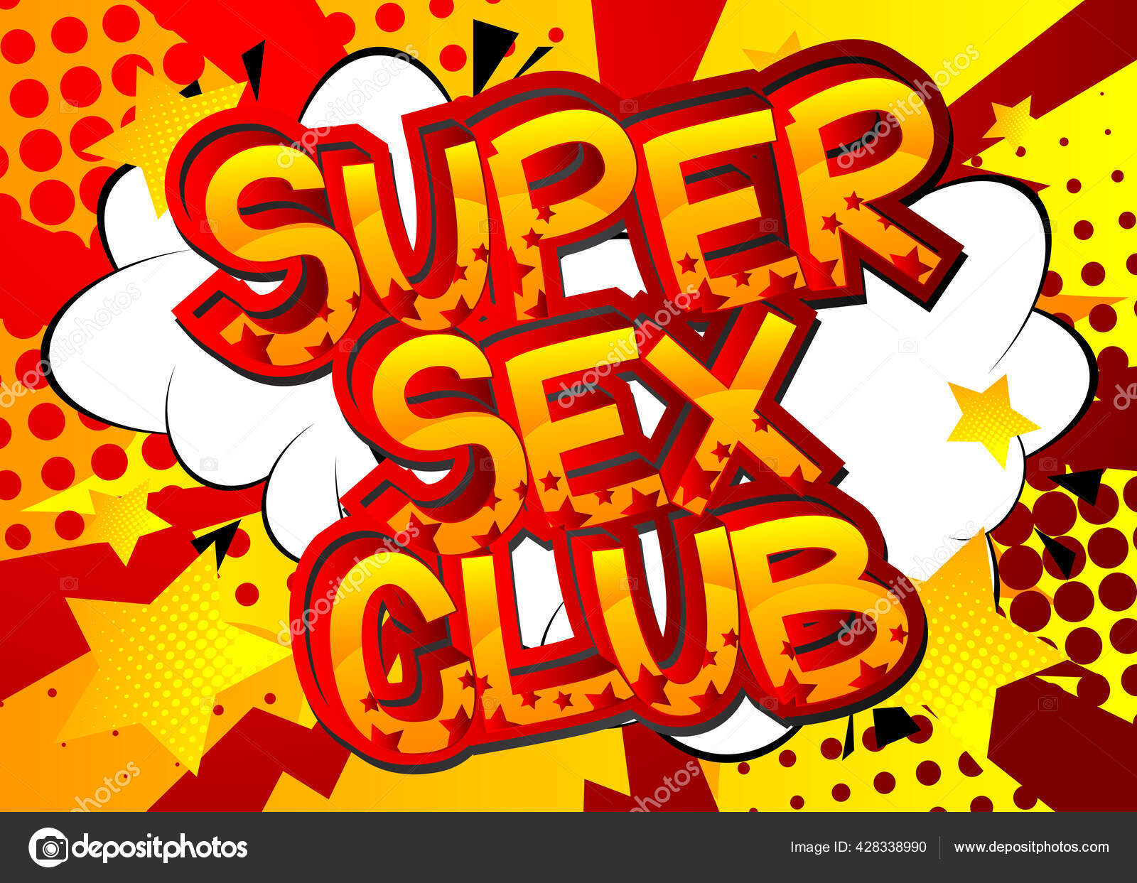 Super Sex Club Comic Book Style Cartoon Words Abstract Colorful Stock