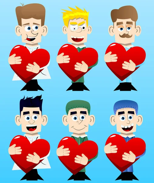 Vtipná Kreslená Postava Doktor Objímající Velké Červené Srdce Vektorová Ilustrace — Stockový vektor