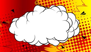 Comic book background with red and yellow zoom effect and blank cloud. Vector illustration. clipart