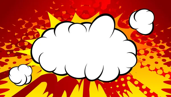 赤と黄色のズーム効果と空白の雲と漫画の本の背景 ベクターイラスト — ストックベクタ