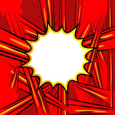 Renkli patlama efektiyle çizgi roman arkaplanı ve metin için boşluk. Vektör illüstrasyonu.