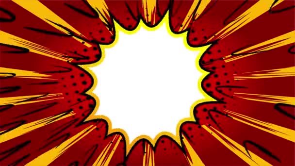 Serietidningsbakgrund Animation Retro Doodle Tecknad Snurrande Uttryck Roterande Färgad Seriebubbla — Stockvideo