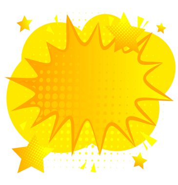 Sarı çizgi roman tarzı arka plan, pop sanatının süper kahraman arka planı. Patlama karikatürü çizimi. Retro vektör vintage biçimi.