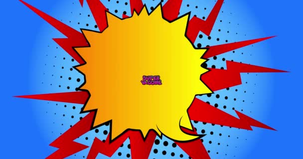 Слово Супервакцины Комиксов Выражения Стиле Retro Cartoon Цветные Комические Пузыри — стоковое видео