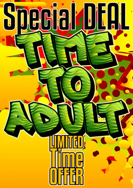 Special Deal Time Adult Comic Style Advertisement Text Škola Plakát — Stockový vektor