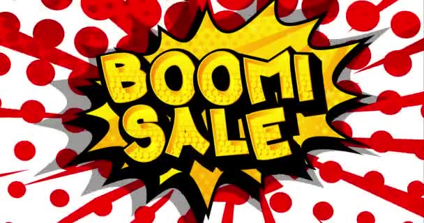 Boom Venta Cómic estilo anuncio texto — Vídeos de Stock