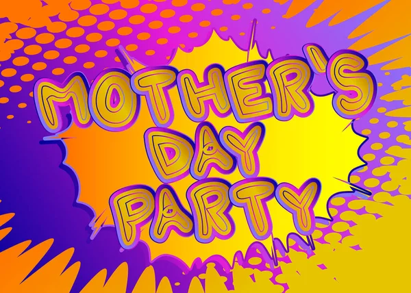 어머니의 Mothers Day Party 스타일의 만화책이다 부모들의 행사와 관련된 단어들을 — 스톡 벡터