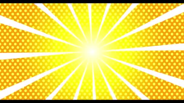 Yellow, white 4k background animation. Comic book stripes rotating motion. Cartoon stripe background rotation. Abstract pattern. — Stock Video