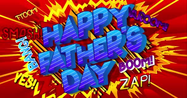 Animált Boldog Apák Napja Rajzfilm Szöveg Ünnepelni Szülők Esemény Kapcsolódó — Stock videók