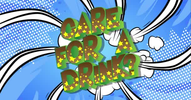 Animowane Care Drink Pytanie Tle Komiksu Retro Pop Art Komiks — Wideo stockowe