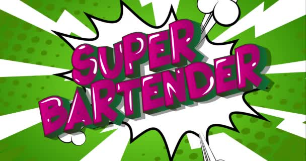 Animierter Super Bartender Text Auf Comic Hintergrund Mit Wechselnden Farben — Stockvideo