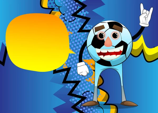 Soccer Ball Hands Rocker Pose Traditional Football Ball Cartoon Character — Stockový vektor