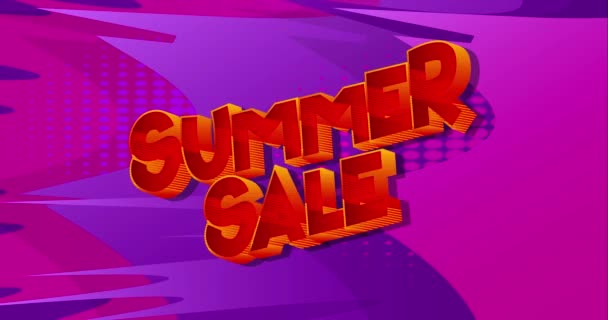 Comic Lettering Summer Sale Animated Text Changing Colors Comic Book — Stock video