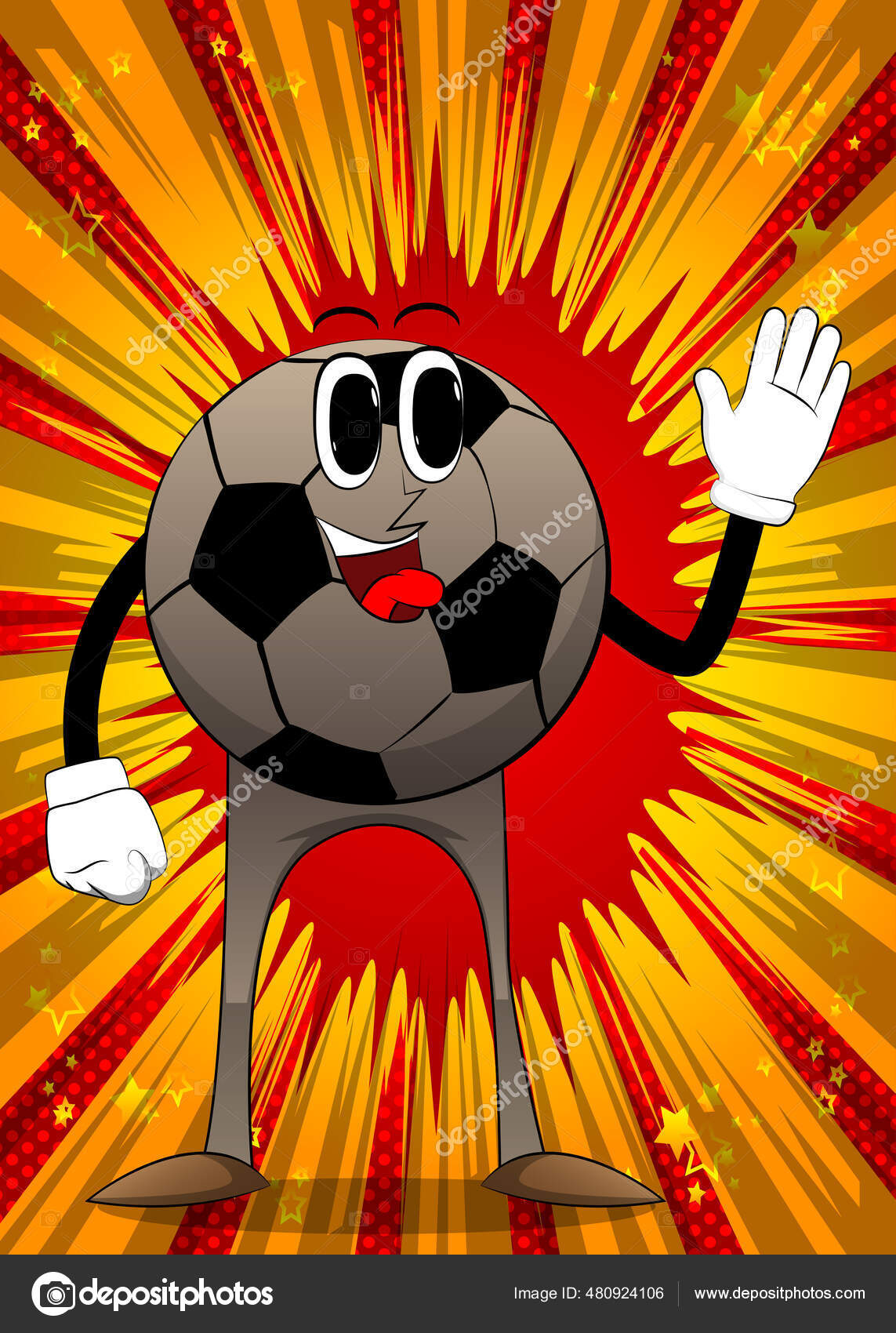 Fußball Mit Winkender Hand Traditioneller Fußballball Als Comicfigur Mit  Gesicht Stock-Vektorbild von ©NoraVector 480924106, image size:1143x1700