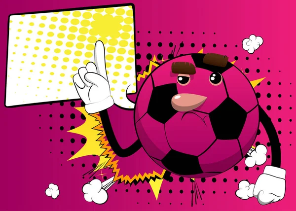 サッカーボールがポイントを作る 顔を持つ漫画のキャラクターとしての伝統的なサッカーボール — ストックベクタ