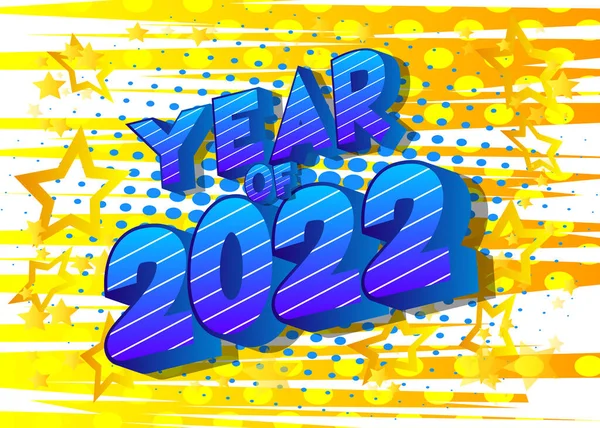 Neujahrsgrußkarte 2022 Einladung Comic Stil Auf Retro Hintergrund Botschaft Pop — Stockvektor