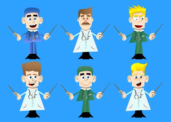 Funny Cartoon Doctor Orchestra Conductor Vector Illustration — Stok Vektör