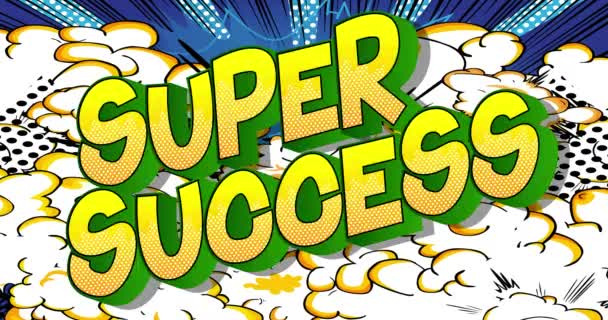 Анимированный Текст Super Success Фоне Комиксов Изменяющимися Цветами Пост Социальных — стоковое видео