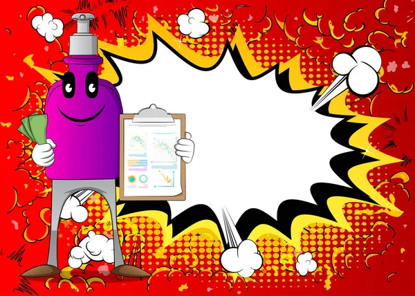 Botella Dibujos Animados Gel Desinfectante Manos Para Higiene Con Cara — Vector de stock