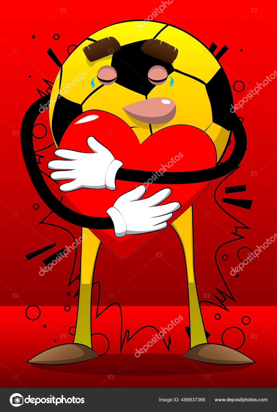 Fußball Umarmt Großes Rotes Herz Traditioneller Fußballball Als Comicfigur  Mit Stock-Vektorbild von ©NoraVector 489837366, image size:1143x1700