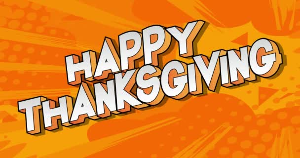 Счастливого Дня Благодарения Плакат Праздничного Движения Анимированных Текстов Слов Комиксов — стоковое видео