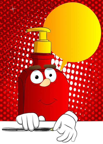 Cartoon Μπουκάλι Απολυμαντικό Χεριών Για Την Υγιεινή Φερμουάρ Προσώπου Ένα — Διανυσματικό Αρχείο