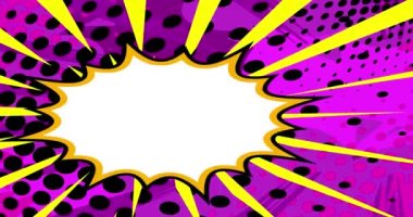 4k animated pop art comic background with changing colors. Explosion, lightning, blast, halftone dots. Retro cartoon style.