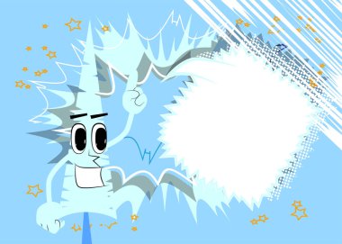 Cartoon winter pine trees with faces making a point. Cute forest trees. Snow on pine cartoon character, funny holiday vector illustration.