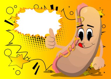 Hot Dog 'un işaret vermesi. Çizgi film karakteri olarak Amerikan fast food..