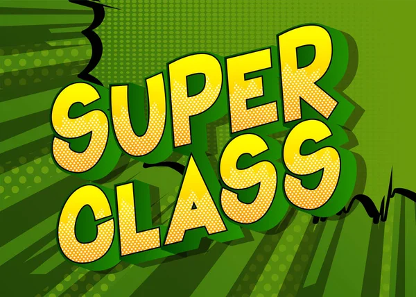Superclase Cartel Educativo Invitación Comic Book Word Text Abstract Comics — Vector de stock