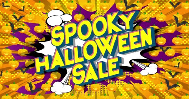Animovaný Strašidelný Halloween Prodej Textu Mění Barvy Pozadí Komiksu Retro — Stock video