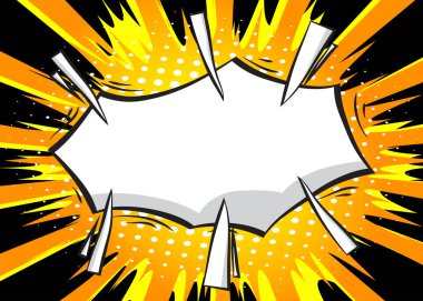 Tipik bir çizgi roman sayfasının çizgi roman geçmişi. Komik konuşma balonu. Çizgi film Vektör İllüstrasyonu. Renkli modaya uygun antika arka plan. Yüksek detaylı, düzenlenebilir bir afiş şablonu.