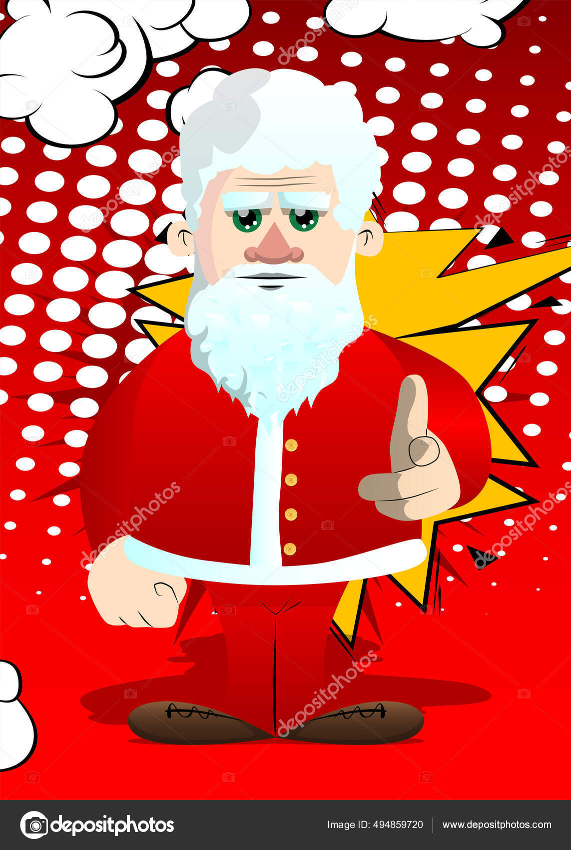 Dessiner Un Père Noël Avec Sa Main Père Noël Dans Ses Vêtements Rouges Avec Barbe Blanche Pointant Stock Vector by ©NoraVector 494859720