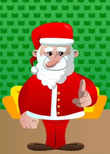 Santa Claus Ropa Roja Con Barba Blanca Apuntando Espectador Con — Vector de stock