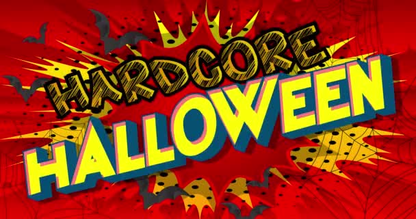 Animado Hardcore Texto Halloween Con Colores Cambiantes Fondo Del Cómic — Vídeos de Stock