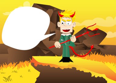 Çatallı komik doktor şeytan. Vektör illüstrasyonu.