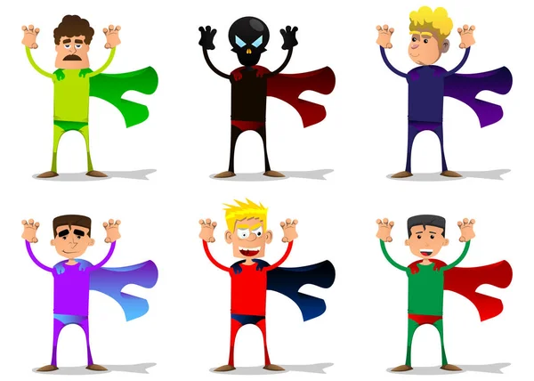 Süper Kahraman Gibi Giyinmiş Komik Çizgi Film Adamı Seni Korkutmaya — Stok Vektör