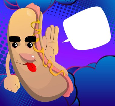 Hot Dog el ele tutuşup dinliyor. Çizgi film karakteri olarak Amerikan fast food..