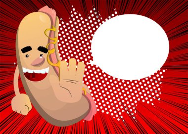 Hot Dog el hareketini reddediyor ya da reddediyor. Çizgi film karakteri olarak Amerikan fast food..