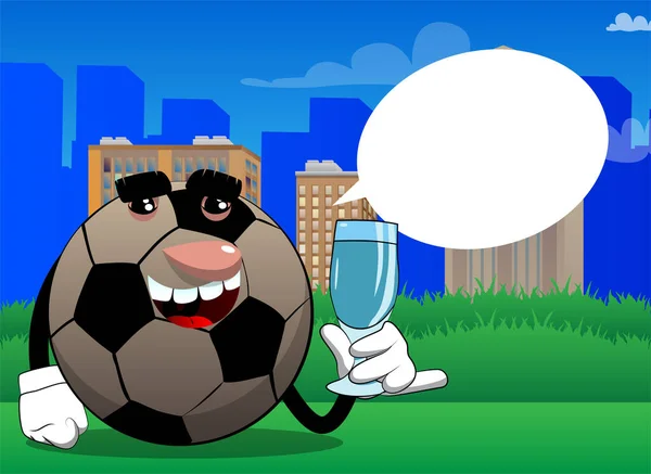 Voetbal Met Een Glas Water Traditionele Voetbal Bal Als Een — Stockvector