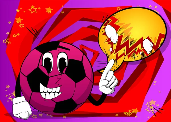 足球说不用他的手指 传统足球作为一个卡通人物的脸 — 图库矢量图片