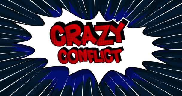 Crazy Conflict Motion Poster Animated Red Comic Book Word Text — Stock Video