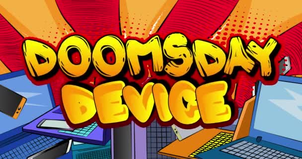 Doomsday Device Affiche Mouvement Animé Rouge Bande Dessinée Texte Mot — Video