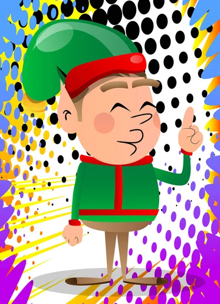Elfo Navidad Haciendo Punto Ilustración Del Personaje Dibujos Animados Vectoriales — Archivo Imágenes Vectoriales