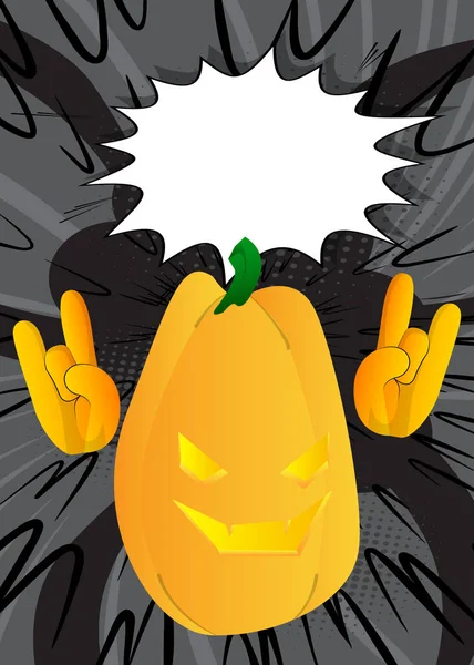 Citrouilles Décoratives Pour Halloween Avec Les Mains Rocker Posent Comme — Image vectorielle