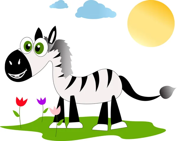 Zebra on a beautiful meadow — Stock Vector