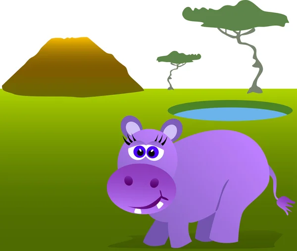 Hipopótamo em ambiente selvagem — Vetor de Stock