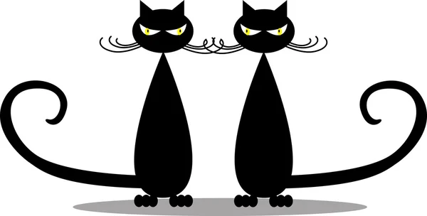 Silhouette of  two stylish black  cats Royalty Free Stock Vectors